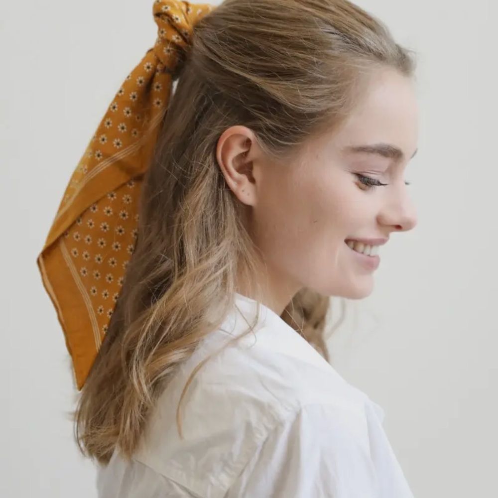 Mustard Western Multi Style Scarf Hair Bow Accessory NWT